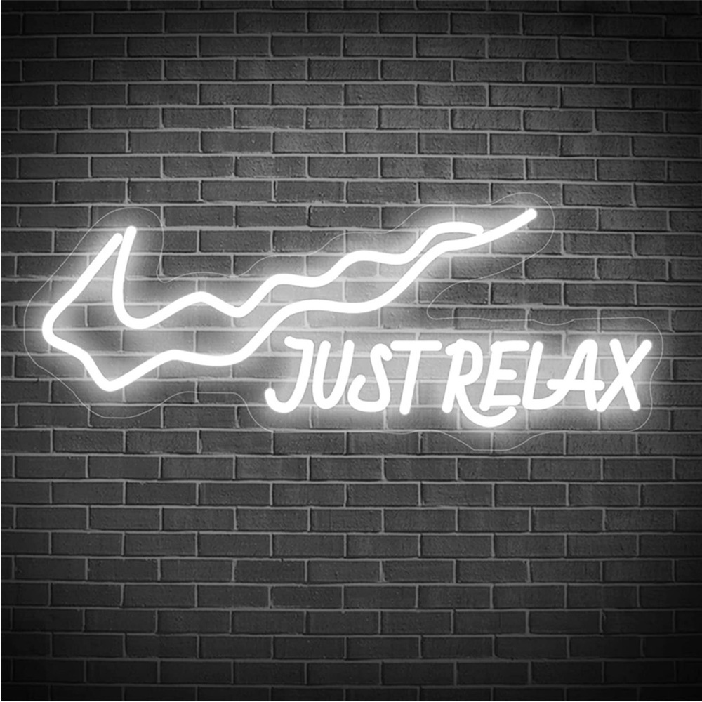 NIKE Just Relax Pink Neon Sign Retro 90’s Self Care Bedroom College Teen Decor - Picture 6 of 8
